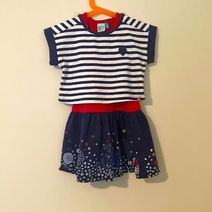 Nano Collection, Two-in-one jersey dress - (tank dress, cropped top). Size 3T.